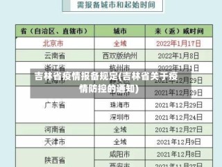 吉林省疫情报备规定(吉林省关于疫情防控的通知)