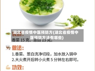 湖北省疫情中医预防方(湖北省疫情中医预防方法有哪些)
