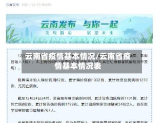 云南省疫情基本情况/云南省疫情基本情况表