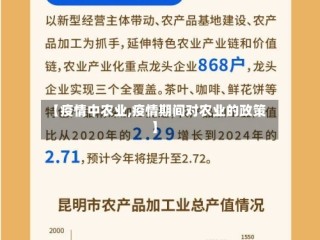 【疫情中农业,疫情期间对农业的政策】
