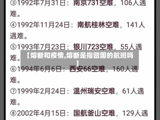 【熔断和疫情,熔断是指回国的航班吗】