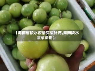 【海南省陵水疫情买菜补贴,海南陵水蔬菜费用】