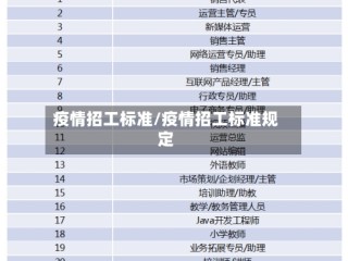 疫情招工标准/疫情招工标准规定