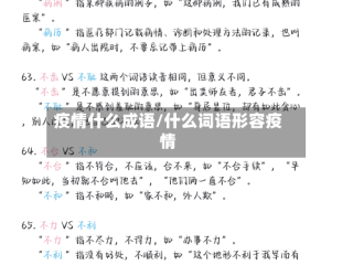 疫情什么成语/什么词语形容疫情