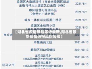 【湖北省疫情风险等级最新,湖北省最新疫情通报风险等级】