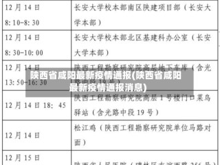 陕西省咸阳最新疫情通报(陕西省咸阳最新疫情通报消息)