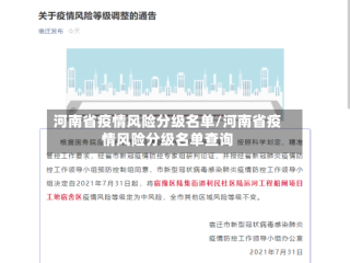 河南省疫情风险分级名单/河南省疫情风险分级名单查询