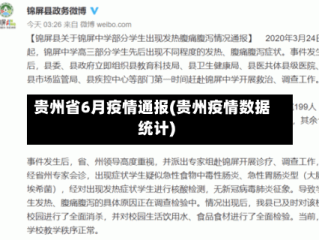 贵州省6月疫情通报(贵州疫情数据统计)