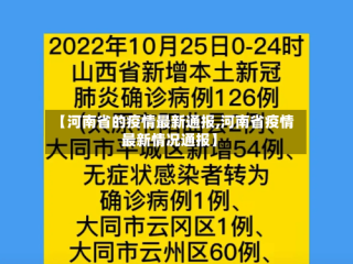 【河南省的疫情最新通报,河南省疫情最新情况通报】