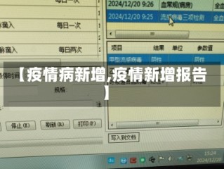 【疫情病新增,疫情新增报告】