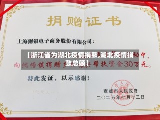 【浙江省为湖北疫情捐款,湖北疫情捐款总额】