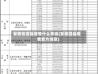 安徽省泗县疫情什么等级(安徽泗县疫情官方消息)