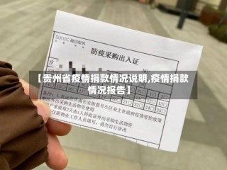 【贵州省疫情捐款情况说明,疫情捐款情况报告】