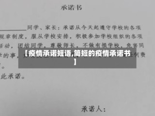 【疫情承诺短语,简短的疫情承诺书】