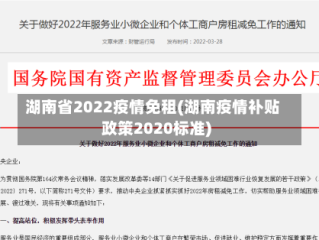 湖南省2022疫情免租(湖南疫情补贴政策2020标准)