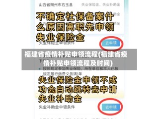 福建省疫情补贴申领流程(福建省疫情补贴申领流程及时间)