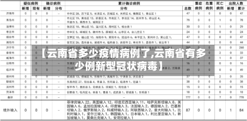 【云南省多少疫情病例了,云南省有多少例新型冠状病毒】-第2张图片